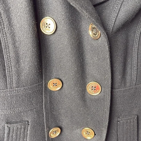 MICHAEL Michael Kors Black Pea Coat with Gold Buttons - Picture 3 of 5